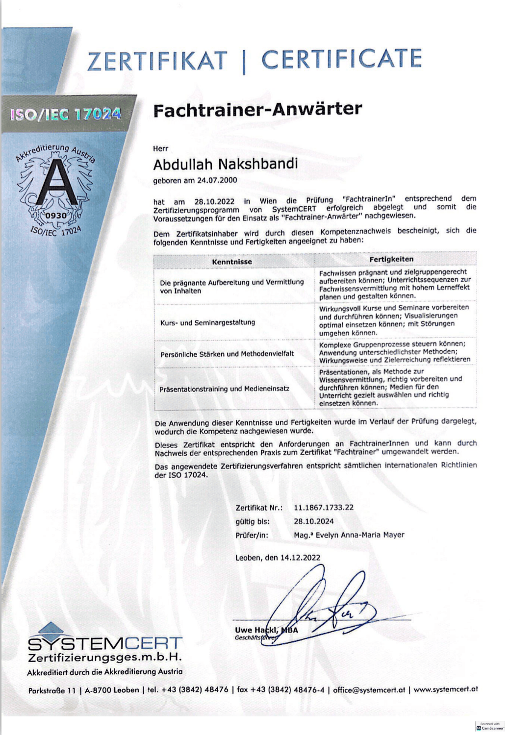 Certified Specialist Trainer Candidate