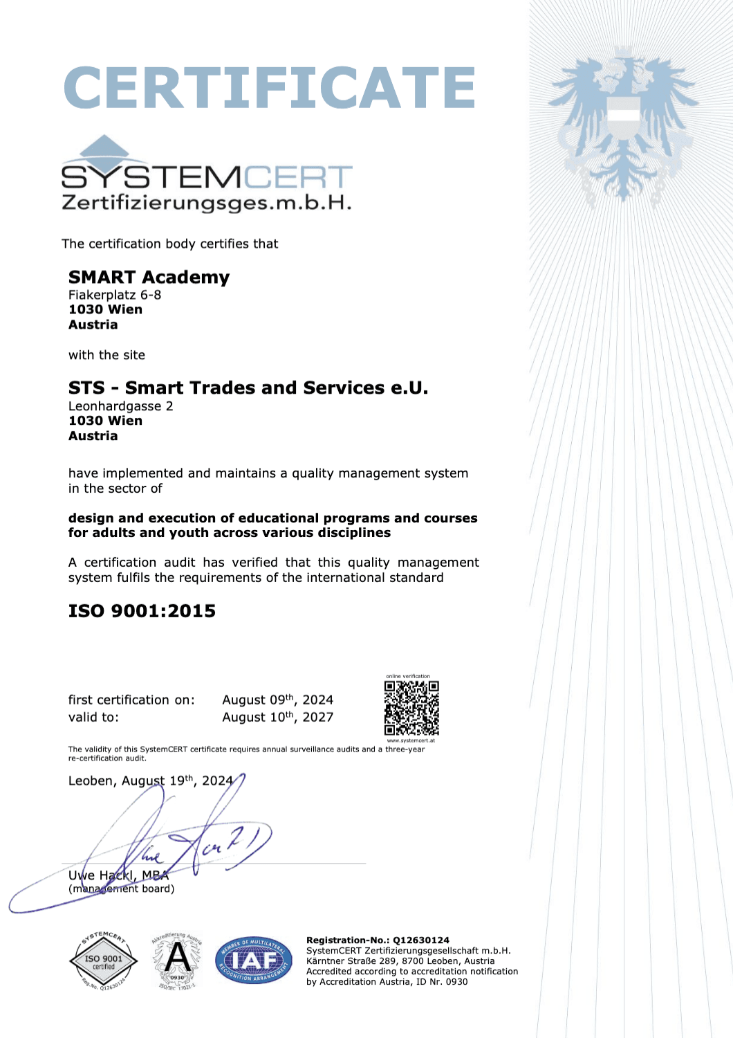 ISO 9001:2015 Certificate
